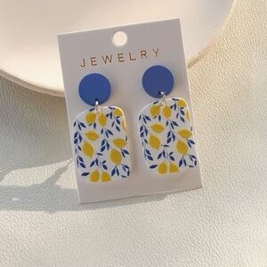 Chic Lemon and Blue Earrings